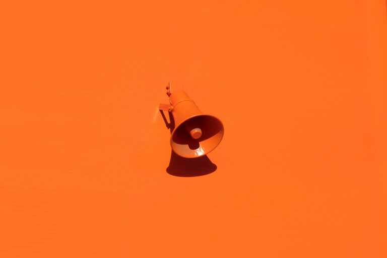 bright orange background with an orange bullhorn