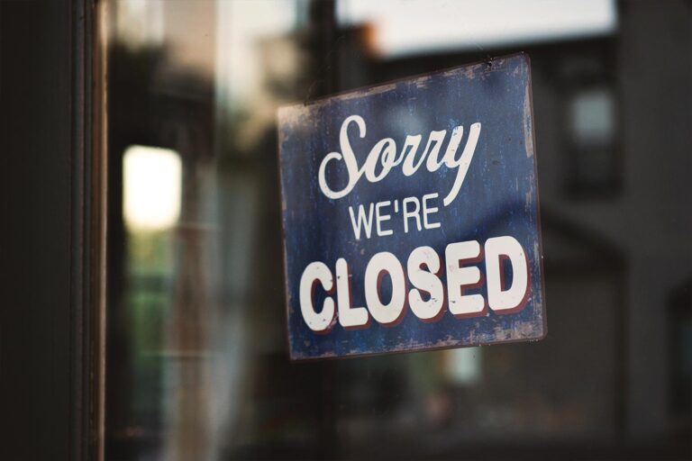 Sign in window reads: Sorry We're Closed