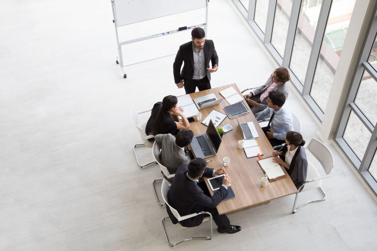 viewing business meeting from above