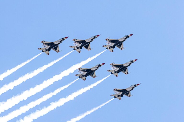 Six planes flying in formation