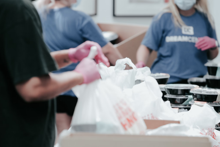 Volunteers at a food bank