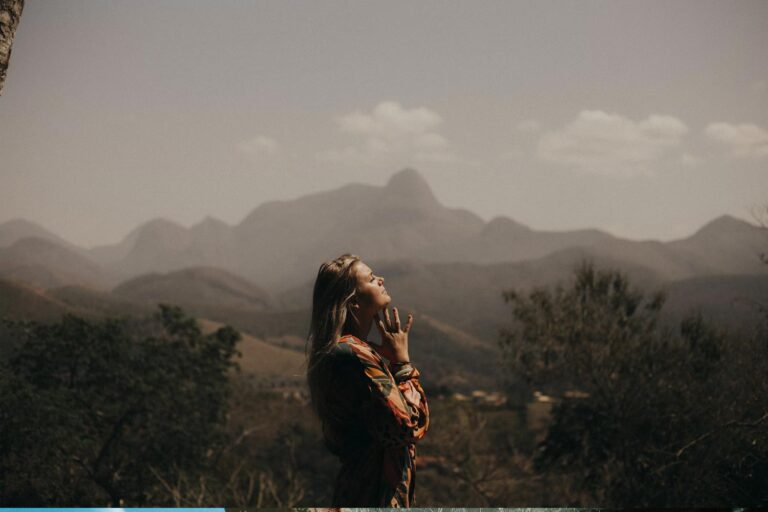 Woman praying outside