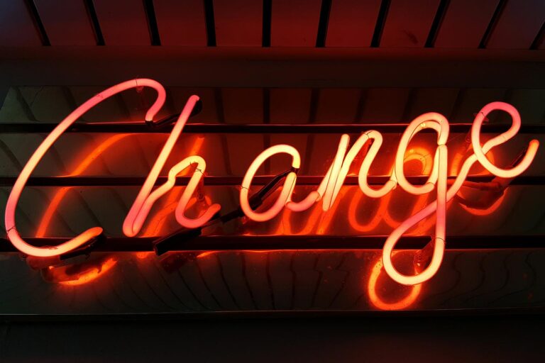 Neon sign with the word Change