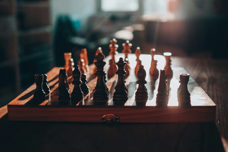 a chess board with all pieces on the board