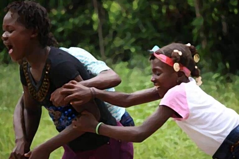 Girls playing outside