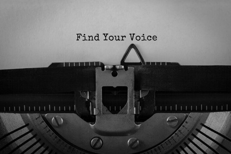 Typewriter has written the words Find Your Voice