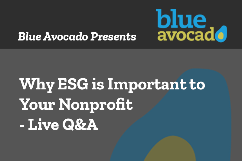 why ESG is important to nonprofits webinar