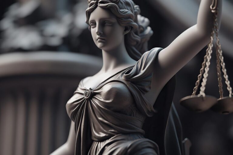 a close-up of a scales of justice statue
