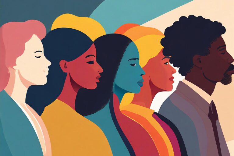 illustration of diverse group of people of color
