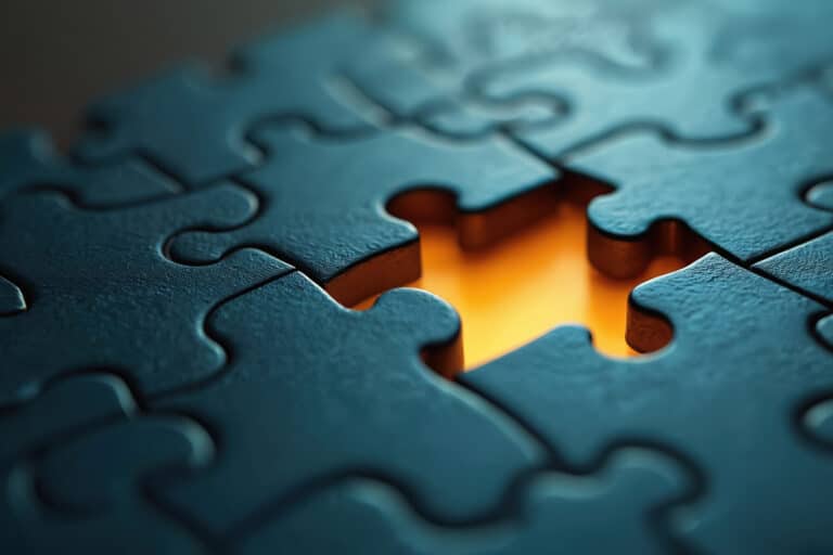 a puzzle piece with a glow in the middle