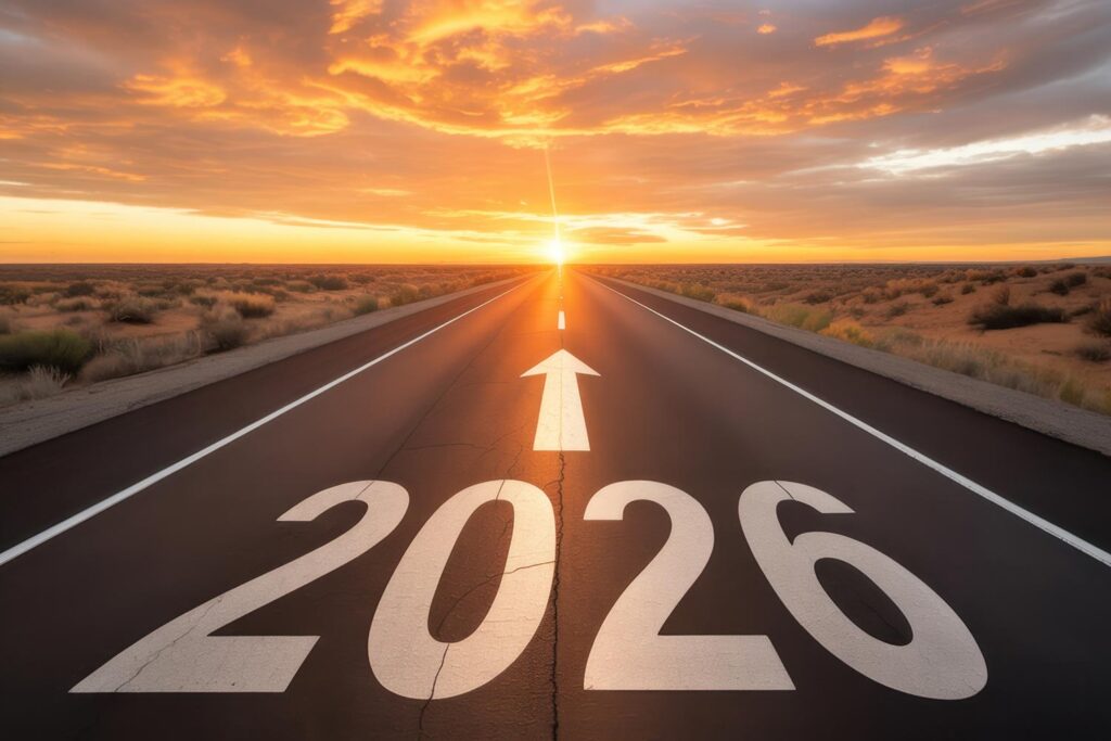 2026 on highway leading to sunset
