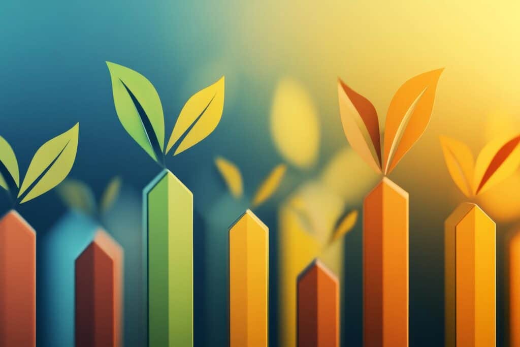 colorful bar chart with sprouts