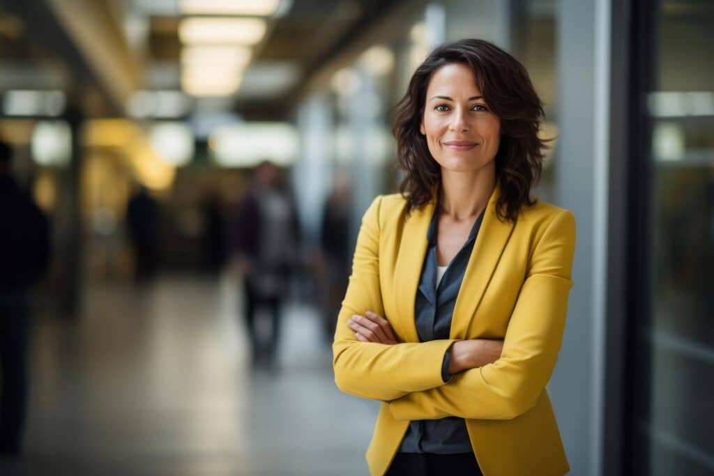 Nonprofit interim Leader with folded arms in office setting