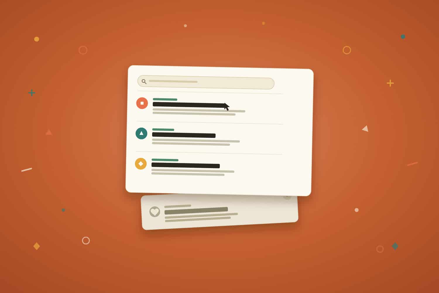 Illustration of search results. at the bottom, one result is suggested being left out
